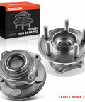 2 Pack Rear Wheel Bearing And Hub Assembly For Dodge Charger Challenger And Chrysler 300 2015 Through 2023 With 5 Lug Direct Fit High Load Capacity Ball Bearing, shown in packaging with visible lugs and bearings.