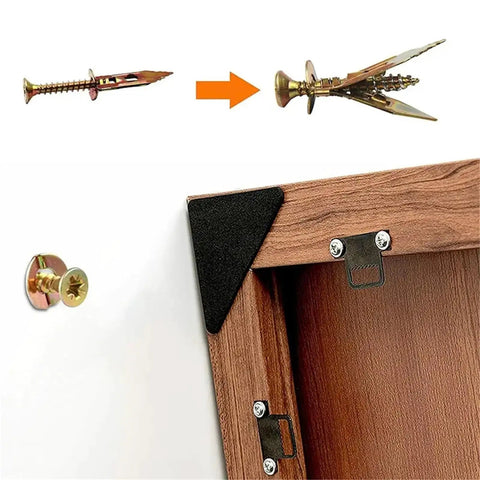 50 Piece Drywall Anchors And Self Tapping Screws Kit For Plasterboard, 10x30mm, Yellow Zinc Plated Carbon Steel, Rust Resistant, Self Drilling No Prep Install For Strong Wall Mounts used on wood panel
