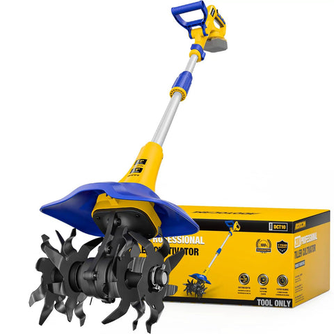 Cordless Garden Tiller No Cord Hassle That Uses Your 20V Battery 330 RPM With 48 Steel Tines and Packaging