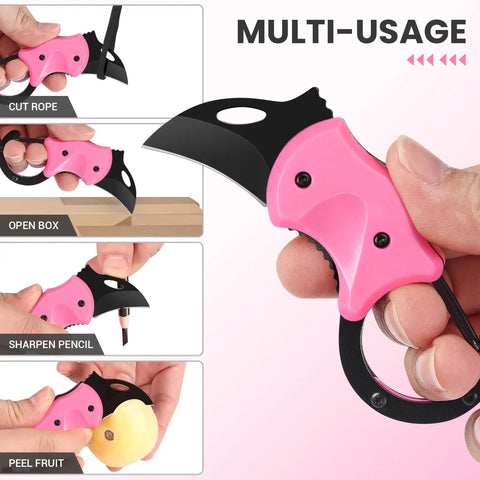 Pink Keychain Knife For Mom Cute Box Cutter Small Pocket Knife Gadget For Everyday Carry 1.34 Inch Blade EDC Tool