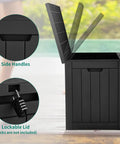 30 Gallon Outdoor Storage Deck Box Made From Waterproof Resin With Lockable Lid For Cushions Pool Accessories And Garden Tools A Versatile Patio Table All In One Go To Storage Ottoman For Indoor Or Outdoor Use, open lid with side handles