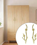 Brass Flower Branch Cabinet Handles Set Left And Right With Screws For Dressers Cabinets Wardrobes Drawers And Doors Dope Door Pull Hardware For Home Improvement And Diy Projects shown on wooden wardrobe