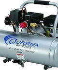 Ultra Quiet 1.0 HP Oil Free Air Compressor With 2 Gallon Aluminum Tank, 60 dBA Noise Level, front view showing dual piston pump