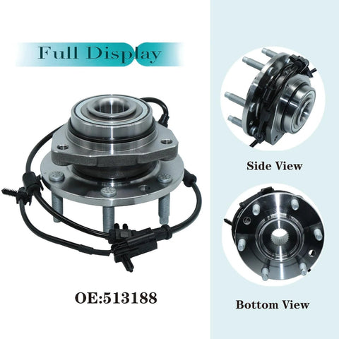 Front view of YQAUCES 513188 wheel hub bearing assembly with ABS, 6-lug