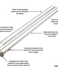 Front view of BORA NGX Clamp Edge Saw Guide 100-Inch aluminum track with rubber end grips
