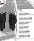 Left And Right Power Door Lock Actuator Kit For Ford F Series Trucks Excursion Expedition Mustang And More Replacement OEM Quality Direct Fit Replaces 6L3Z25218A43AA And 6L3Z25218A42AA Durable Electric Door Lock Motors, OEM quality shown with compatibility list.