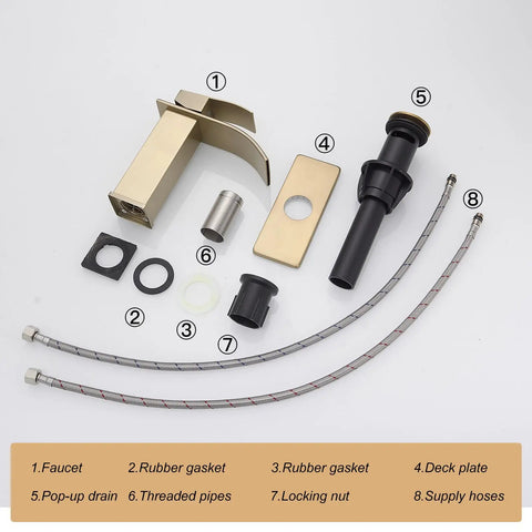 Matte Black Waterfall Bathroom Faucet With One Hole Deck Mount And Single Handle Dope Pop Up Drain Includes Supply Lines For Lavatory Vanity Or RV Sleek Fingerprint Resistant And Easy Install
