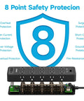 Power Strip With 20 AC Outlets And 6 USB Ports Heavy Duty Surge Protector 15 Amp 6ft Extension Cord 2700 Joules 120 to 240V Wide Voltage Perfect For Your Home Office Rig And Tech Setup, 8-point safety protection