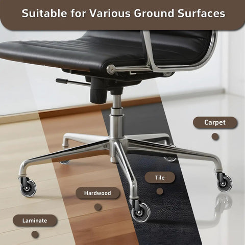 Heavy Duty 3 Inch Office Chair Wheels Replacement Set Of Five Smooth Gliding Rollerblade Casters With Universal Standard Stem For No Fuss Desk Upgrades And Top Shelf Performance Black on various surfaces.