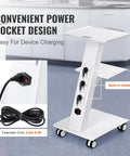 Rolling Lab Cart With Built In Socket 3 Tier Metal Trolley On Swivel Wheels Heavy Duty Lab Organizer For Clinic Beauty And Salon