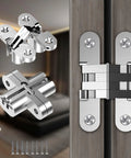 Hidden Door Hinge Set 0.63 By 2.76 Inch 2 Pack Built To Last Heavy Duty Invisible Hinges for Wood Doors and Cabinets installation