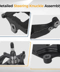 Detailed view of Front Left Steering Knuckle And Wheel Hub Assembly For Ford Ranger Rwd 2001 To 2009 Part 698211 showing precision design.