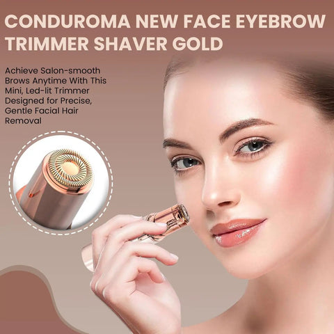 Go-To Facial Hair Remover For Women With Built-In Light And Stainless Steel Blade, showing close-up of champagne color electric razor.