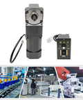 Electric gear reducer motor with 90° right-angle gearbox and W.U.P speed governor box, 110V.