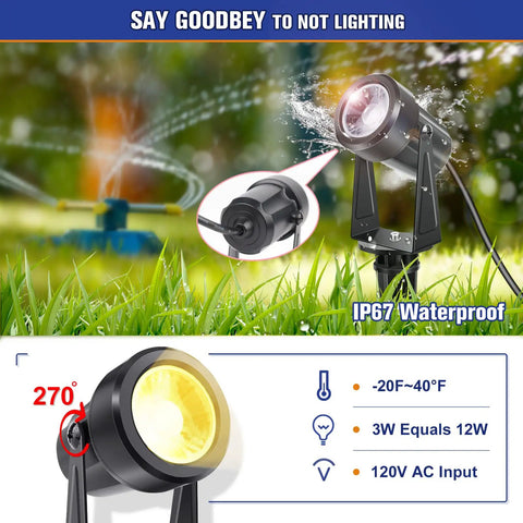 Low Voltage LED Landscape Light Kit With Transformer 76ft Wire 6 Waterproof Garden Spotlights Warm White 3000K Outdoor