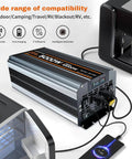 Heavy-Duty 5000W DC 12V To 110V Inverter For Off-Grid Camping And RV Use, 10000W Peak, LCD Display, Wireless Remote, Four AC Outlets