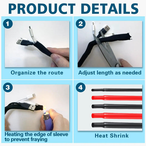 Step-by-step use of All In One Split Wire Loom Kit For Cable Management With High Temperature Resistant Loom Tubing Auto Wiring Protection Pet And Rodent Proof Cord Organizer Heat Shrink Tubing Silicone Tape And Ties