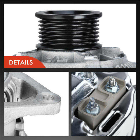 Close-up of Alternator For Jeep Grand Cherokee And Dodge Ram 1500 2500 3500 4000 Durango Dakota B1500 12V 90A Clockwise 7 Groove Pulley