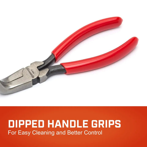 6 Inch Curved Needle Nose Pliers With Cushion Grip, Solid Joint, Forged Alloy Tool Steel Build For Durability, Bent Tips
