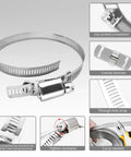 DIY Cut To Fit 10 Ft Hose Clamp Kit With 5 Fasteners, 304 Stainless Steel Worm Gear Band Clamps, adjustable strap close-up