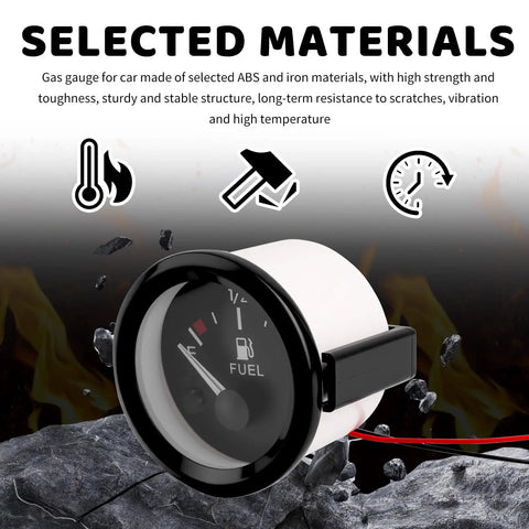 2 Inch 52mm 12V Fuel Gauge With E-1/2-F Pointer Dash, Universal 240-33 Ohm Gas Gauge Kit on rocky surface