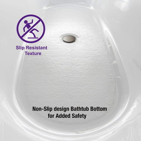 Contemporary 67 Inch Freestanding Acrylic Soaking Bathtub With Matte Black Drain And Overflow, slip resistant texture for safety.