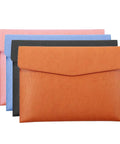Durable PU Leather A4 File Folder Waterproof Document Holder With Snap Closure Blue Go To Portable Envelope Folder in assorted colors