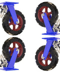 4 Pack Heavy Hitter Industrial Casters Featuring Dense Rubber Swivel Wheels securely mounted on thick steel brackets with dual brakes.