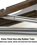 Heavy Duty Wood Coat Hangers With Smooth Retro Finish shown with thick non-slip rubber pants bar detail