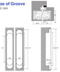 Technical diagram for Two Kit Set Stainless Steel Hidden Door Hinges For 7 Inch Doors Concealed Hinges with measurements