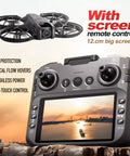 4K HD Dual Camera Drone With Remote Control Screen, Brushless Power, Propeller Guards, featured with 12cm display