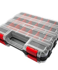 Double Sided Tool Box Organizer With 50-Compartment Removable Dividers Portable Hardware Storage Box for screws nuts nails bolts