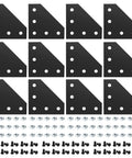 12-piece 2020 Aluminum Extrusion Corner Bracket Set With L Shape 90 Degree Connectors, 60 T Nuts, 60 Screws, One Wrench Black