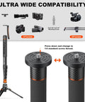 Lightweight Aluminum Video Camera Monopod With Feet For Travel Extends From 26 Inches to 73 Inches with dual screw threads
