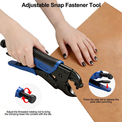 Heavy Duty Snap Fastener Tool Kit With 5 Dies And 15mm Metal Snaps 266 Piece Stainless Steel Snap Tool Set for fabric repair