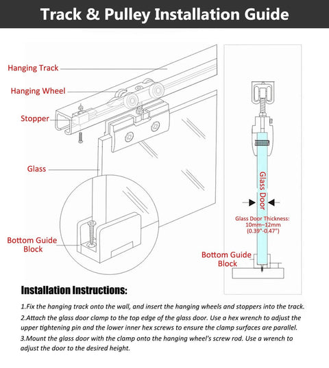 Installation guide for Beefed Up Glass Sliding Door Hardware Kit With Heavy Duty Aluminum Track And Roller System