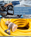 14 Piece Stainless Steel Hose Clamps Set 8 To 12mm Adjustable Thumb Screw Worm Gear Clamps For Fuel Lines Plumbing And Automotive 8mm Bandwidth No Fuss Install Corrosion Resistant shown in use on automotive engine and yellow hose.
