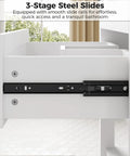 3-stage steel slides for Top Notch 30 Inch Bathroom Vanity With Integrated Sink And Two Roomy Drawers Plus Handy Open Shelf.
