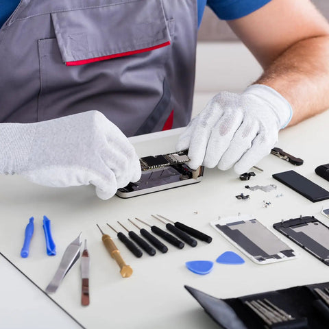 Person using Hella Precise Micro Flat Head Screwdriver With 2.0mm Slotted Carbon Steel Blade for electronics repair.