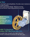 Panda Claw Extruder Brass Gear Upgrade For Bambu-Lab P1P P1S X1C X1E 3D Printers, showing nano-coated spur gear and idler arm.