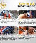 24 VAC Circuit Short Finder Tester With Bright LED Indicator For Real Time Status, Fast Fault Locating, Automatic Reset, Compact Pro Tool For Electrical Troubleshooting In 24 Volt Systems showing clips on wiring