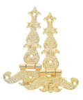 Vintage Zinc Alloy Door Hinges Set For Wooden Boxes And Gift Boxes, Classic Gold Finish, Ornate Design