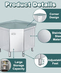 Corner Stainless Steel Prep Table With Cabinet For Work And Storage Heavy Duty Stain Resistant Commercial Kitchen Workstation