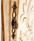 Vintage Style Antique Bronze Cabinet Pulls Handles on wooden dresser; hollow decor, zinc alloy, 160x22x34mm, 100mm hole spacing; 2 pack