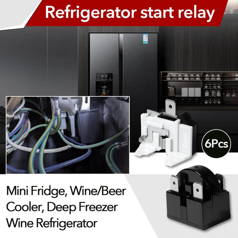 Six Pack Universal Refrigerator Start Relay And Overload Protector Kit for DIY Repairs, compatible with mini fridge and wine cooler