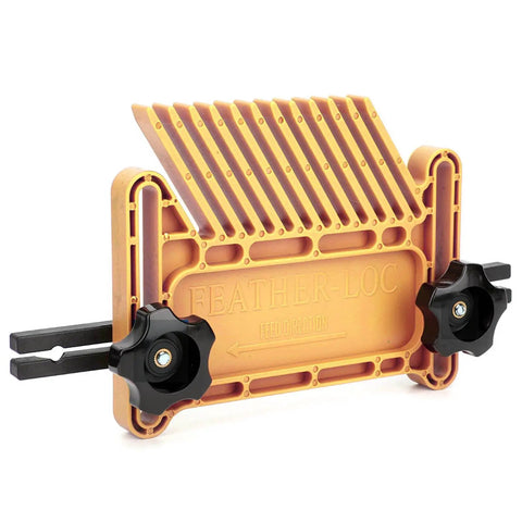 Adjustable Featherboard For Table Saw And Router Table Rock Solid Polypropylene Woodworking tool with dual clamps and smooth feed control.