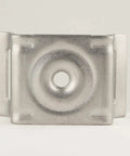 Stainless Steel Bull's Eye Sign Mounting Brackets With Flared Leg No Bolt Or Washer 3/4 Inch Slot Ideal For Traffic Signs And Security Cameras 50 Per Box, front view