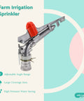 2 Inch Water Spray Gun For Big Coverage Rotary Sprinkler For Farm Lawn And Garden Irrigation with aluminum swivel arm