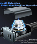 Retractable Car Charger 4 In 1 With USB C Fast Charge 84W, highlighted interior mechanism showing smooth retraction feature.