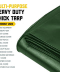 Beefed Up Extreme Heavy Duty 20 Mil Poly Tarpaulin Tarp Cover Waterproof And UV Resistant 18X24 Ft Green And Black folded